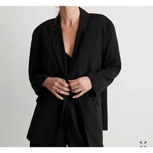 MADEWELL Relaxed Blazer Women Small Softdrape 2-Button Black Modal Blend NJ736
